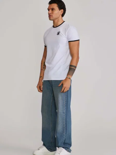 SikSilk Tričko Ringer čierna biela