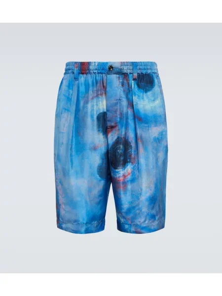 Pantaloni scurți Marni de mătase cu imagine albastru