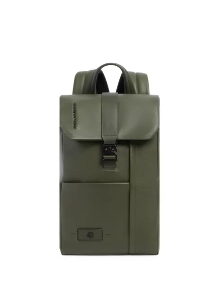 Rucsac Piquadro din piele cu cataramă verde