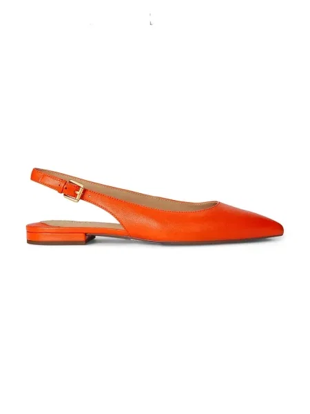 Kožené balerínky Lauren Ralph Lauren Londyn Slbck oranžová