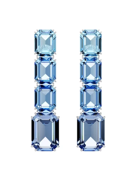 Lniane kolczyki Swarovski niebieskie