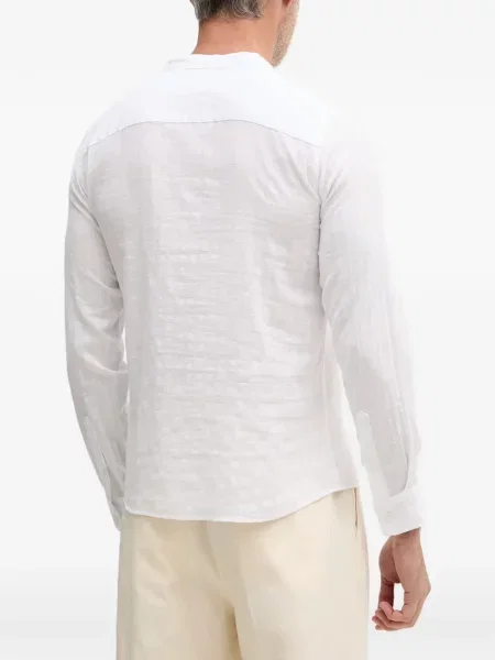 Lung cămașă Benetton cu guler henley alb