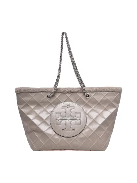 Shopperka Tory Burch skórzana szara