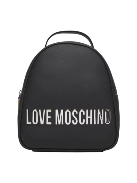 Plecak Love Moschino skórzany z logo czarny