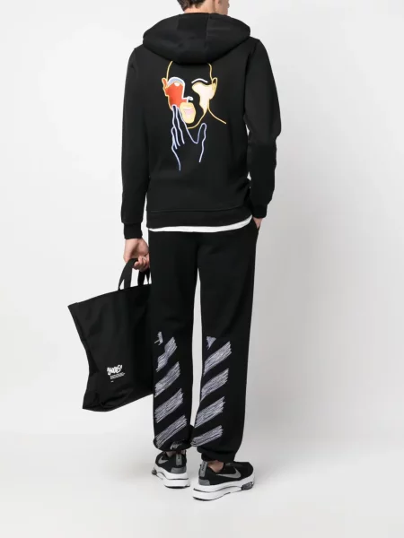 Běžecké kalhoty Off-white s potiskem bílé