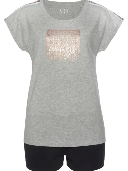 VIVANCE Kratke hlače za spanje mornarska / bakrena / pegasto siva bela