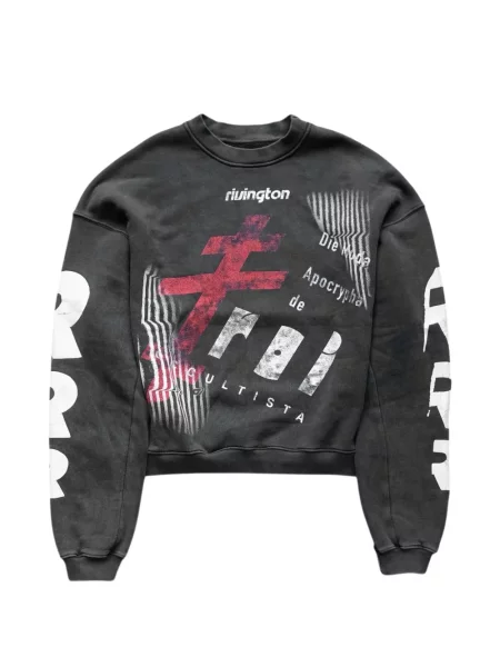 Hanorac crewneck Rrr123 cu decolteu rotund negru
