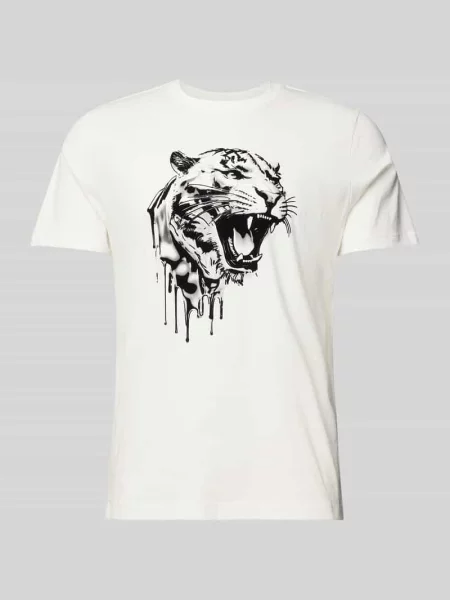 T-shirt z detalem z logo Antony Morato beżowa