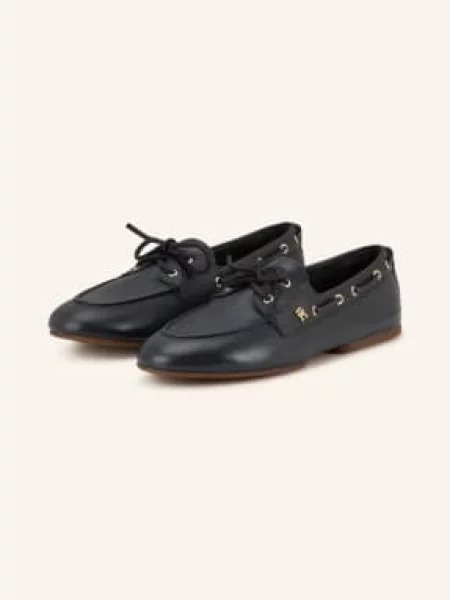 Tommy Hilfiger mokasyny skórzane TH SLEEK LEATHER BOAT SHOE granatowe