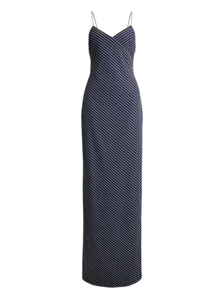 Rochie maxi Ralph Lauren Collection cu dungi de costum albastru