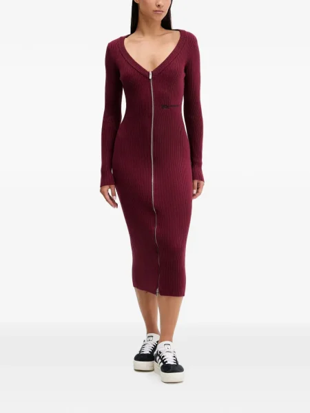 Rochie din denim Karl Lagerfeld Jeans până la genunchi de costum roșu