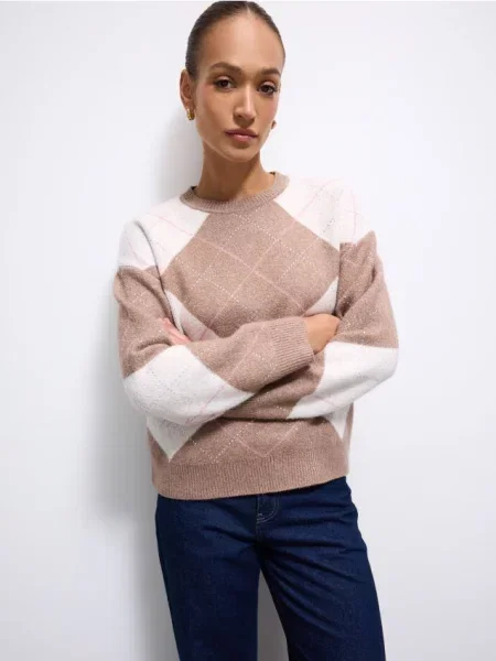 Mohito Megztinis su geometriniu raštu smėlio