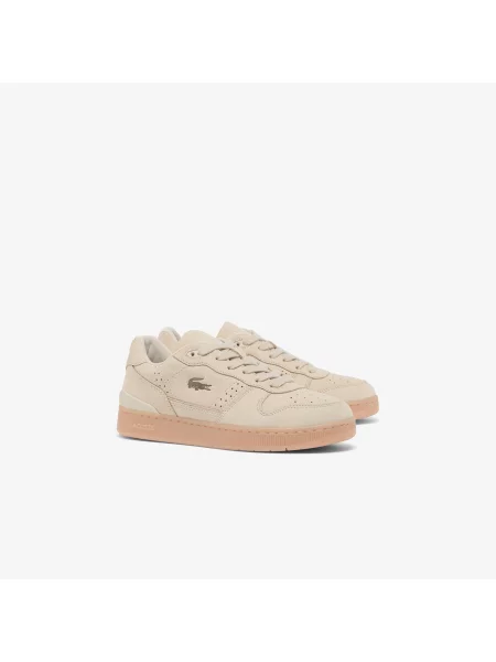 Lacoste Skórzane Sneakersy T-Clip Set Kremowe biały