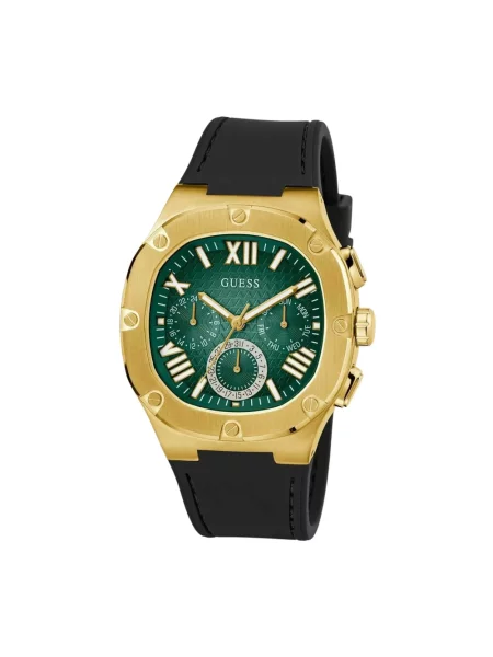 Lniany zegarek Guess czarny