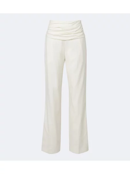 Pantaloni Tove de lână cu volane alb