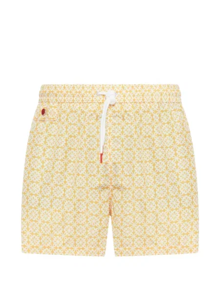 Kupaće gaće Kiton s cvjetnim printom s printom žuta
