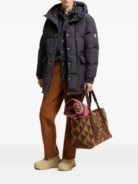 Geacă Moncler cu glugă albastru