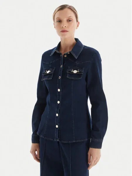 Fracomina Bluzki i koszule Kobieta XS Denim Camicia slim in denim con lavaggio medio niebieski