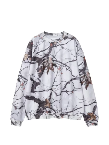 Hanorac crewneck Magic Stick cu decolteu rotund alb
