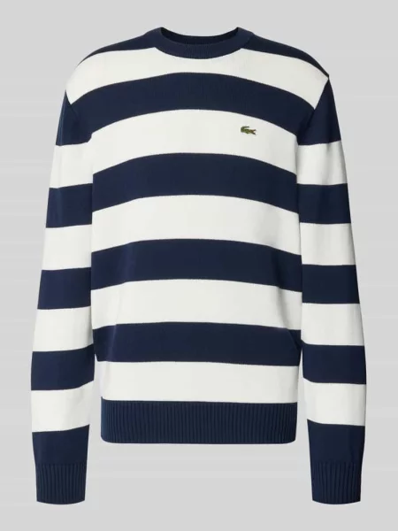 Sweter w kroju regular fit z czystej bawełny Lacoste granatowy