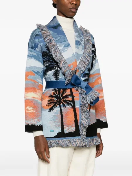 Cardigan Alanui cu franjuri albastru
