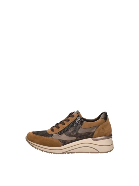 Sneakersy Remonte sznurowane skórzane brązowe