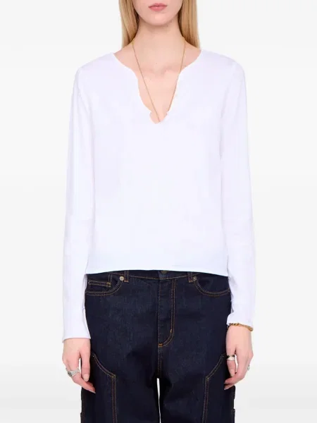 Tricou Zadig&voltaire cu guler henley alb