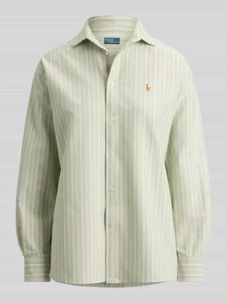 Bluzka koszulowa o kroju relaxed fit z czystej bawełny Polo Ralph Lauren zielona