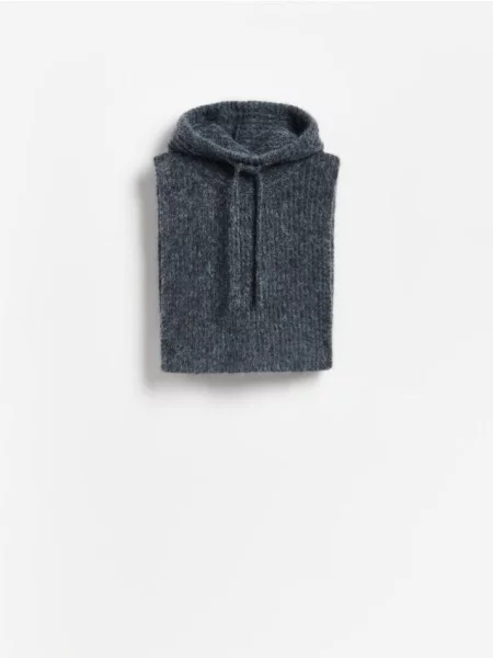 Reserved Poncho din amestec de lână gri-închis gri