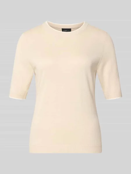 Męski t-shirt o kroju regular fit z mieszanki bawełny i modalu S.oliver Black Label beżowa