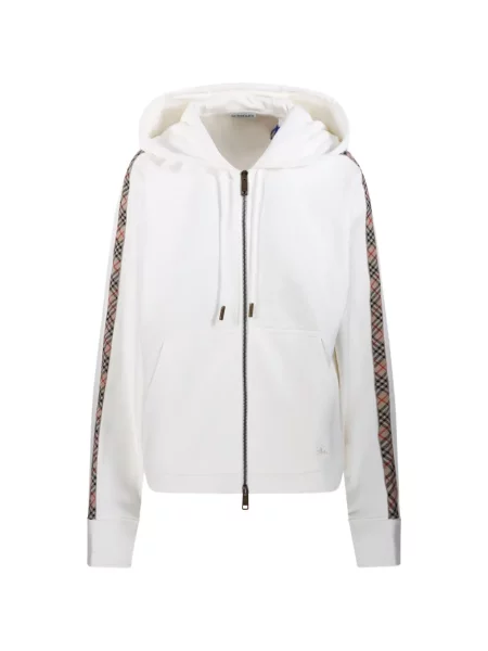 Bluza z kapturem Burberry w kratkę biała