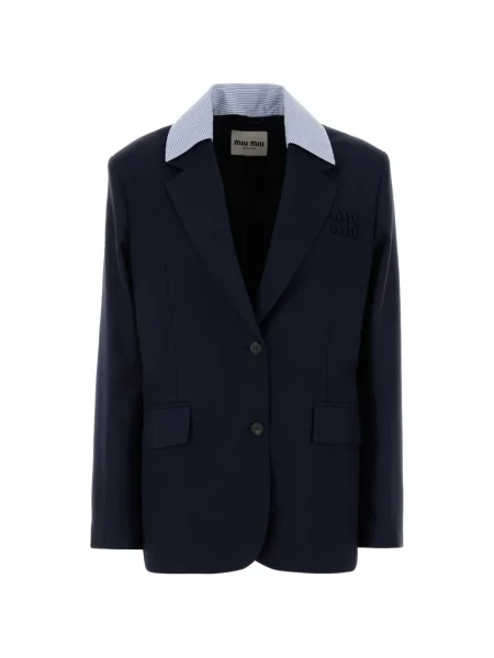 Sacou Miu Miu de lână cu un singur rând de nasturi albastru