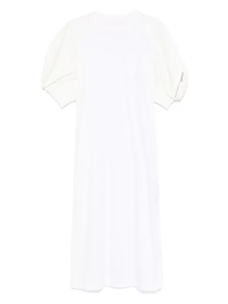 Rochie midi Sacai până la genunchi din poplin de costum alb