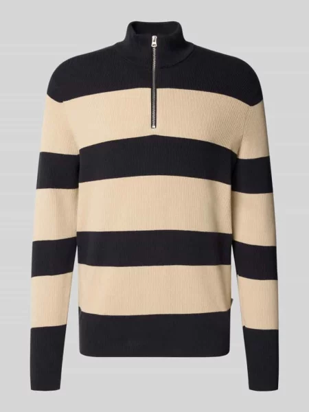 Bluza z kołnierzem o kroju regular fit z mieszanki bawełny model ‘PHIL’ Only & Sons granatowa