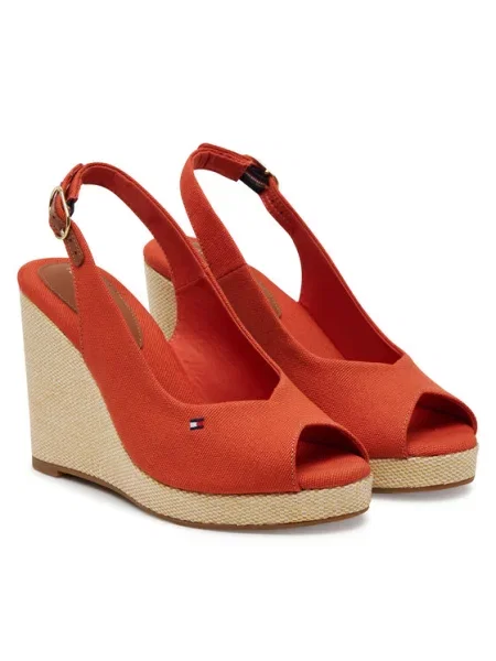 Сандали Tommy Hilfiger FLAG HIGH WEDGE ESPAD SLINGBACK червено