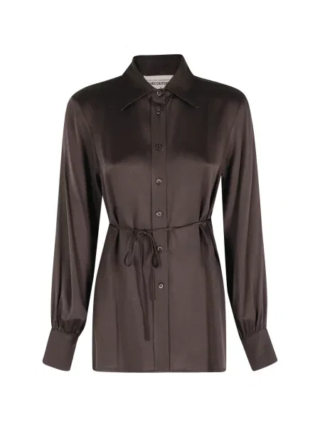 Talia koszula Semicouture wiązana brązowa