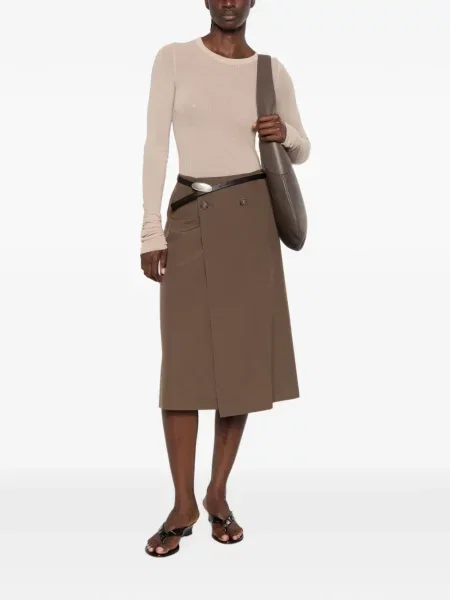 Dvouřadé midi sukně Mm6 Maison Margiela hnědé