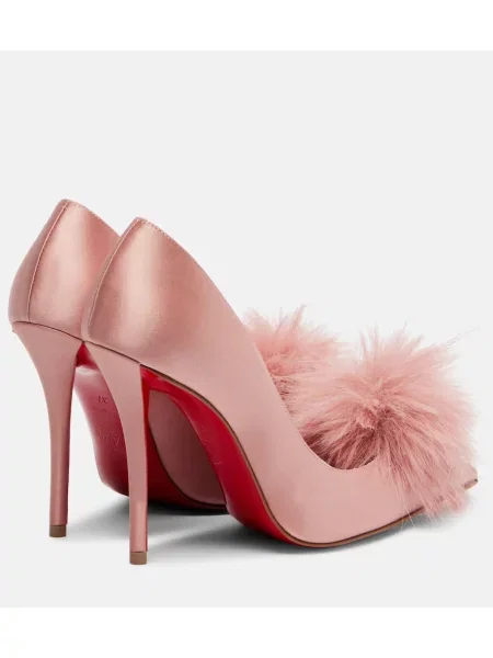Pantofi cu toc Christian Louboutin din satin roz