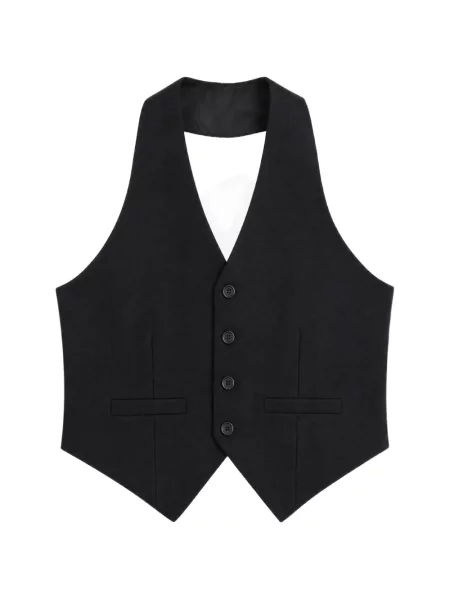 Vestă Mm6 Maison Margiela cu gât halter cu spatele deschis negru