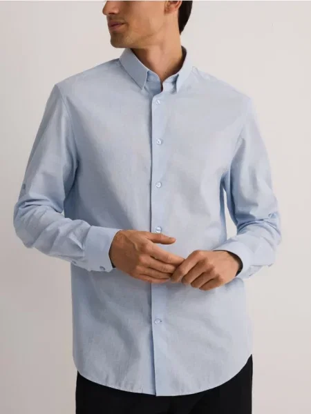 Reserved Cămașă regular cu conținut ridicat de in albastru-pal albastru