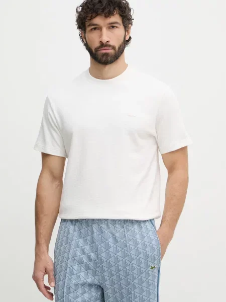 T-shirt o kroju regular fit z czystej bawełny Lacoste biała