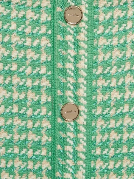 Rochie mini Sandro fără mâneci din tweed verde