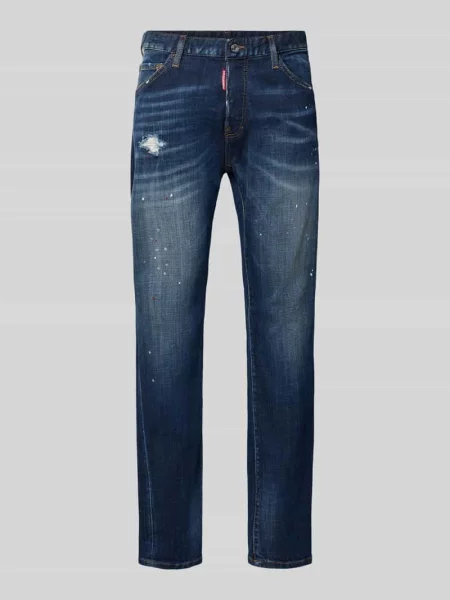 Jeansy o kroju straight fit z mieszanki bawełny model Teddy' Dsquared2 Ready To Wear niebieskie