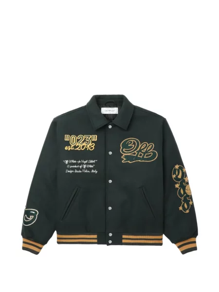 Geacă bomber Off-white cu autograf alb