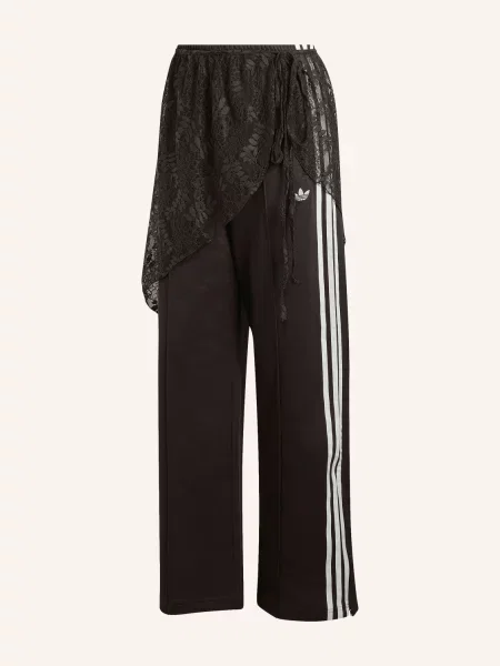 Adidas Originals Kalhoty Tack Firebird S Krajkou tmavě hnědá bílá