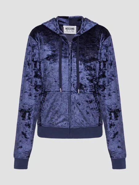Велюровая толстовка Moschino синяя