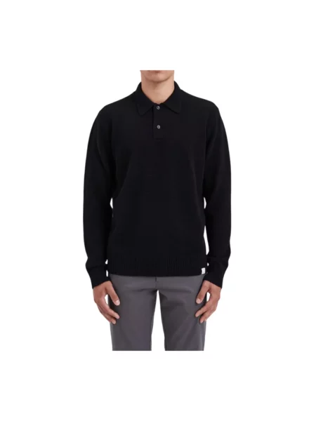 Koszulka polo Norse Projects wełniana czarna