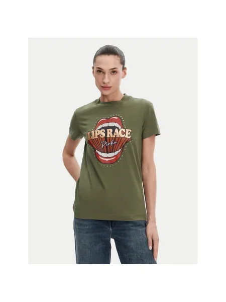 PINKO Póló Trapani Regular Fit khaki