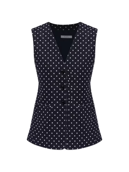 Geacă Max Mara fără mâneci cu buline albastru