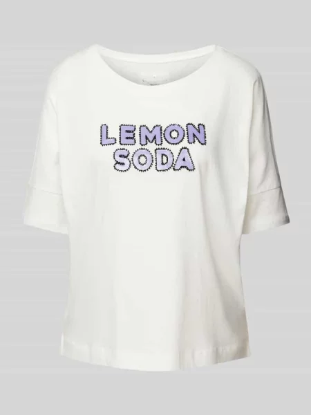 T-shirt z cekinowym obszyciem model ‘Dacina’ Lieblingsstück biała